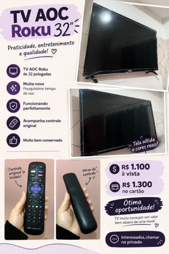 Vendo TV AOC Roku  32 Polegadas 
