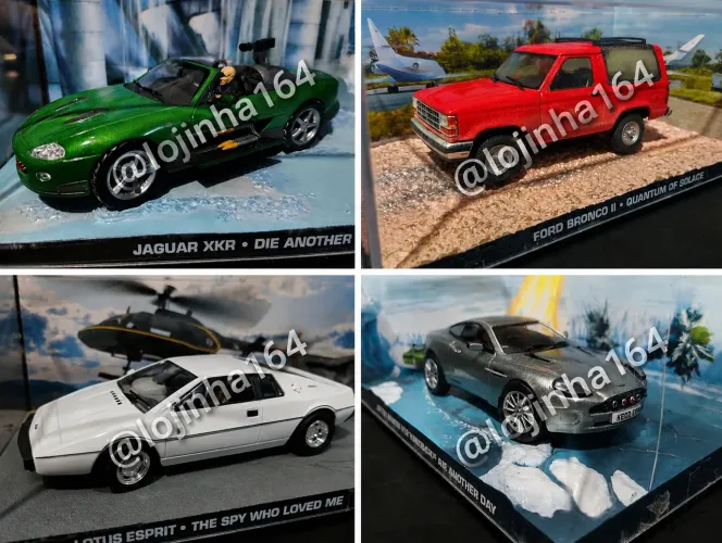 Combo 4 miniaturas coleção 007 com acrílico