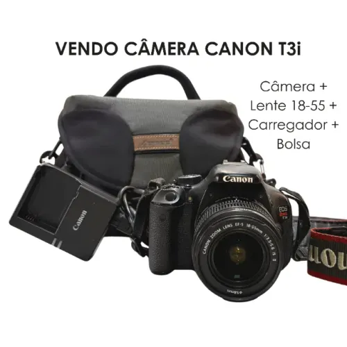 Câmera Canon T3i + Lente 18-55mm + Bolsa e Acessórios