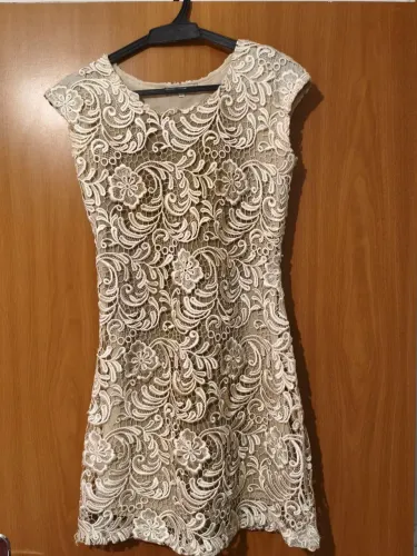 Vestido Prada Original Renda Guipir Nude Bege - Tam S
