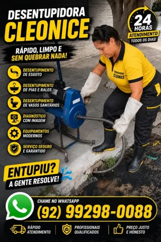 Desentupidora cleonice soluções imediata, desentupimento em geral, desentupidor 24:horas