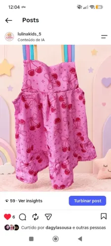 Vestido infantil menina cereja