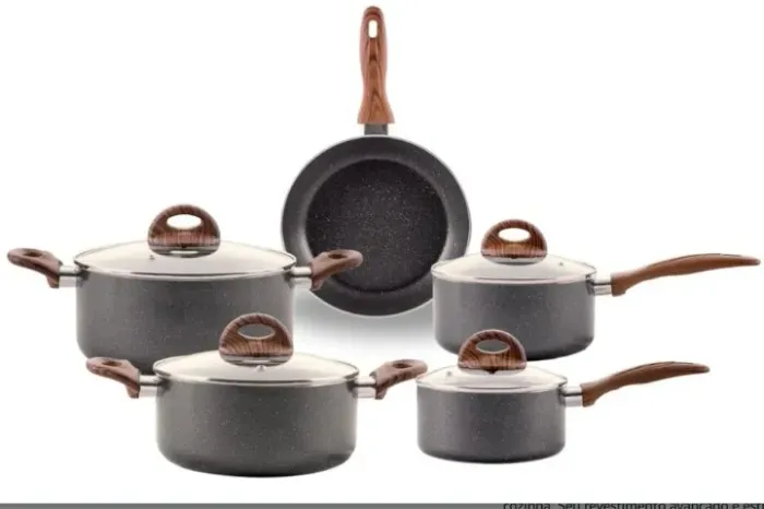 CONJUNTO DE PANELA BRINOX SMART 5 PEÇAS PLUS GRANITO