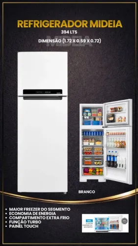 Geladeira Duples Midea 394L Nova