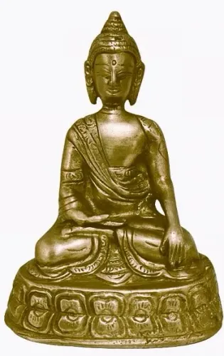 Grande Escultura Bronze dourado representando Buda Siddhartha Gautama sobre flor de Lótus
