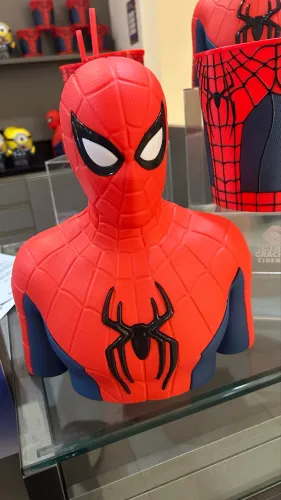 balde de pipoca homem-aranha busto colecionável