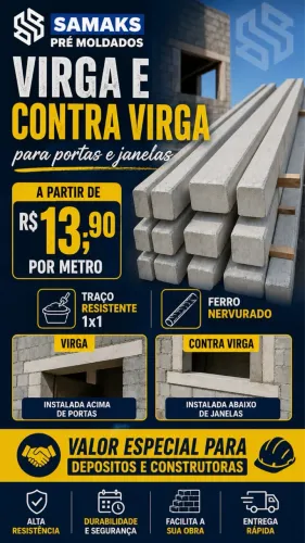 Virgas de Concreto | R$13,90 o metro