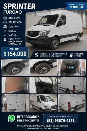 Mercedes-Benz Sprinter 415 Furgão Lon.t.alto 2.2 Dies 2019
