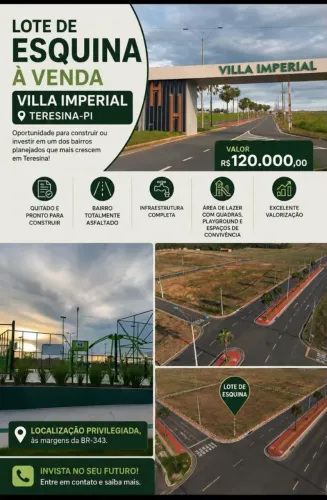 Lote quitado de esquina primeira etapa no Villa Imperial I