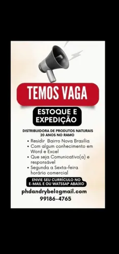 Vaga Emprego estoque e Expedição