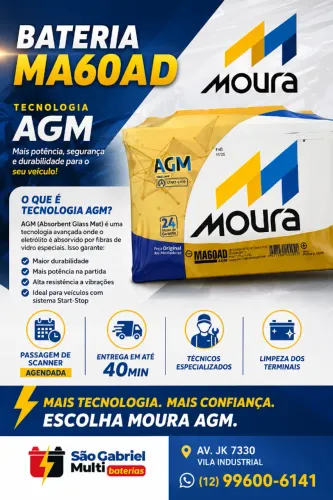 Bateria Moura 60Ah AGM 