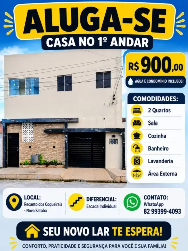Aluga-se casa de primeiro andar