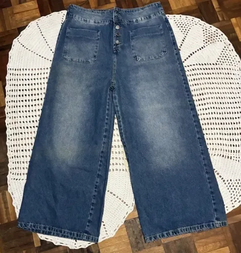 jeans wide leg tamanho 46