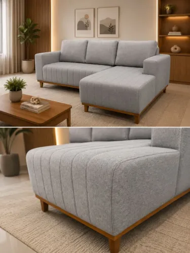 SOFÁ DE CANTO COM CHAISE FIXA (MOSTRUÁRIO)