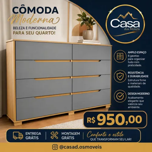 Cômoda Georgia - Freijó Cinza