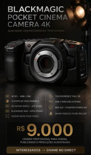 Câmera Black Magic Pocket 4k