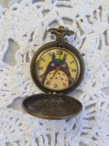  relógio de bolso clássico estilo vintage com tema do personagem Totoro sem teste