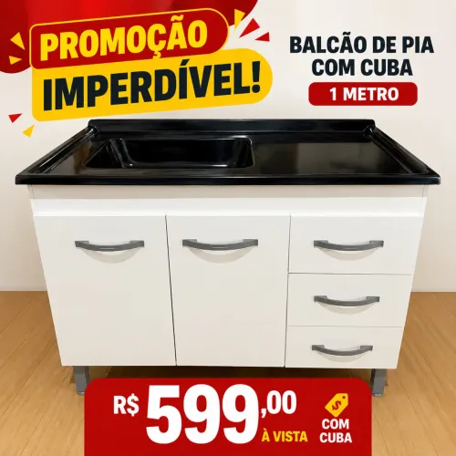 Balcão de pia c/ Cuba 1 metro