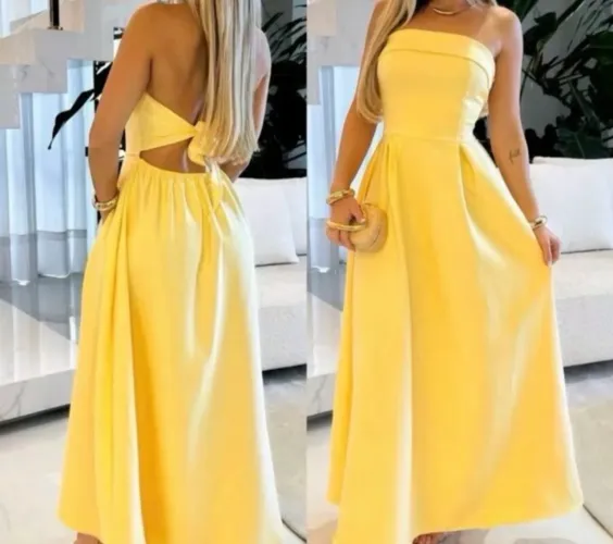 Vestido Tamanho único Amarelo 