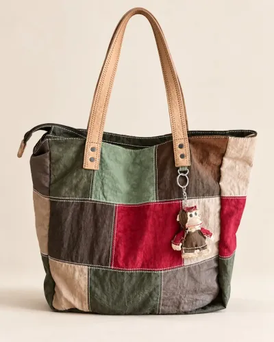Bolsa Kipling Original Patchwork Colorida Grande Tote de Ombro