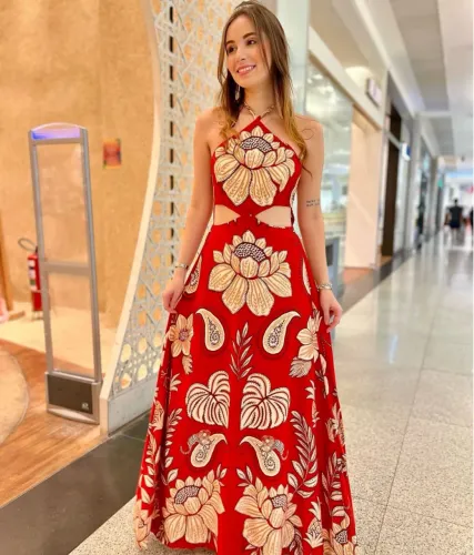 Vestido farm longo estampado floral bloom tamanho M
