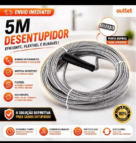 DESENTUPIDOR MANUAL DE PIAS RALOS E TANQUES 5 METROS
