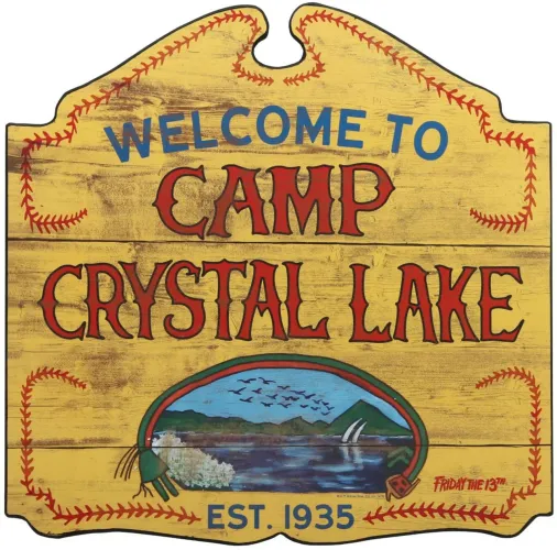 Placa Sexta-Feira 13 Crystal Lake TAMANHO REAL em Madeira OFICIAL