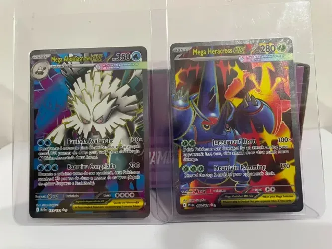 Pokémon TCG - Lote Mega Heracross ex Full Art 108/094 - Mega Abomasnow ex Full Art 157/132