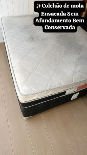 Cama De Casal Colchão+ Base De Mola Ensacada Eurosono Bem Conservada Retirada Mauazinho ?