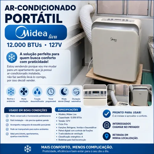 Ar condicionado portatil 12 mil btus Midea Liva