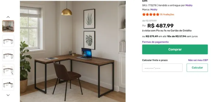 Mesa de Escritório Nikki II Nogal 150 cm - USADA