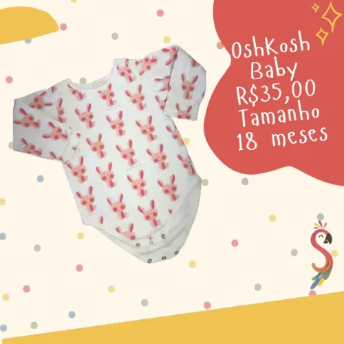 Body Manga Longa Coelhinhos OshKosh Baby