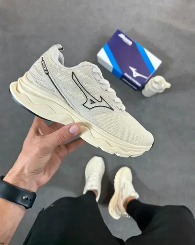 Tênis Mizuno Space 3 Off/Preto Premium Masculino (Foto Real)