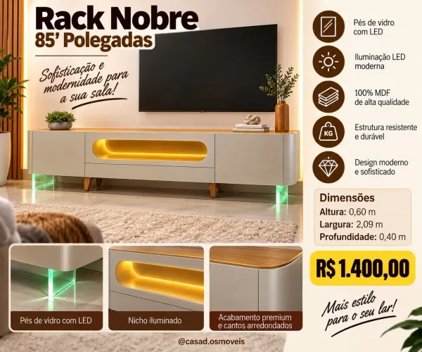 Rack Nobre Tv até 85 polegadas