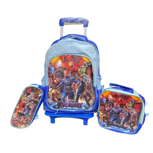 Avengers - Conjunto Escolar Mochila de Rodinhas + Lancheira + Estojo Infantil