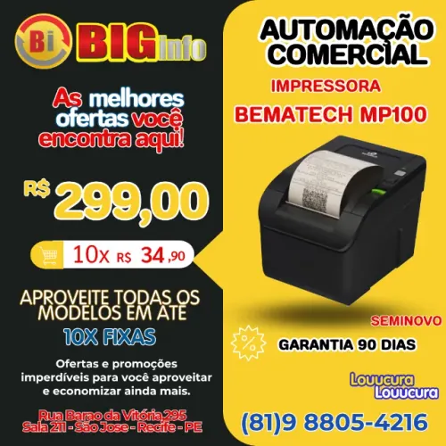 Impressora Termica de Cupom USB Bematech MP 100