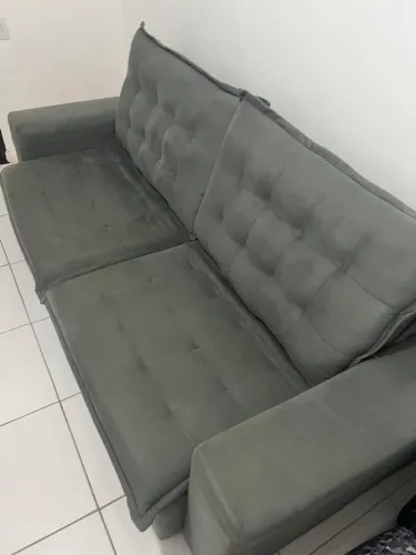 Sofá Retrátil Reclinável e Cama 2,15m Cama inBox Flex Suede Velusoft Cinza