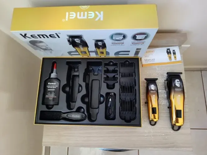 Kit Kemei Completo De Máquinas De Corte E Acabamento Amarelo 127/220v