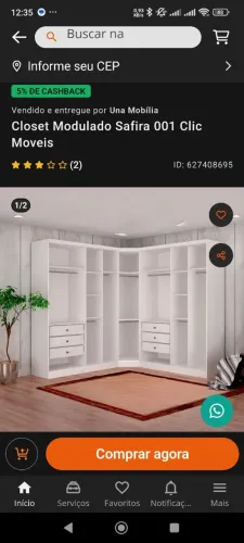 Vendo closet praticamente novo em excelente estado cinza por 1.500 reais