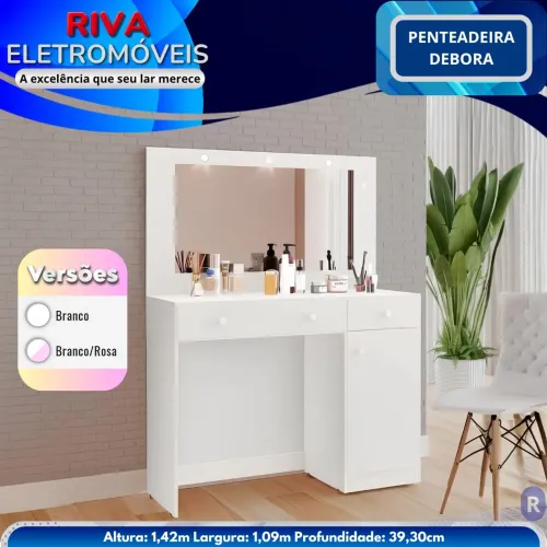 Penteadeira Debora com Espelho LED | sem entrada | 10x no crediário próprio da loja