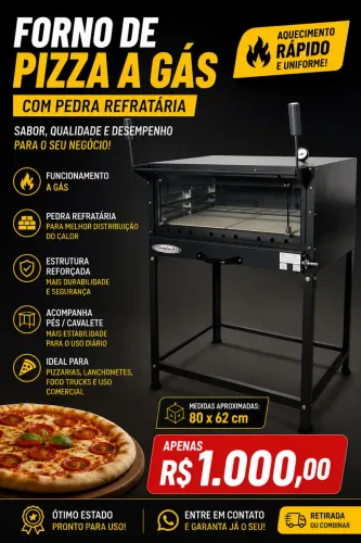 Forno De Pizza À Gás Pedra Refratária
