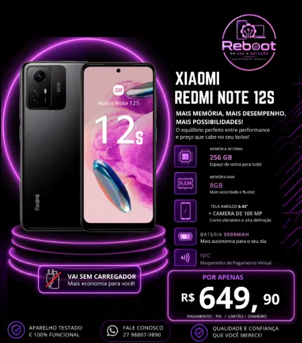 Xiaomi Redmi Note 12S - 256 GB / 8 RAM - Bem Conservado