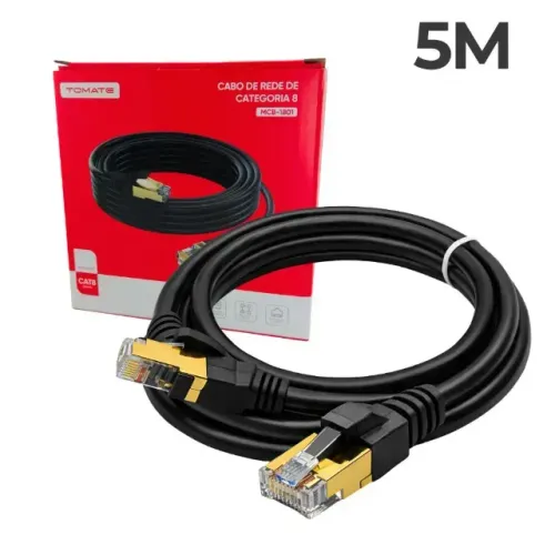 Cabo de Rede CAT8 5 Metros Blindado Tomate MCB-1805