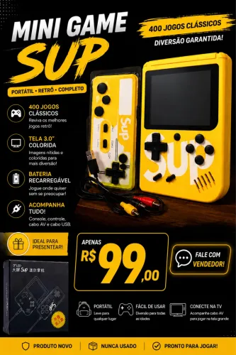 Mini Game SUP 400 Jogos Retrô + Controle 