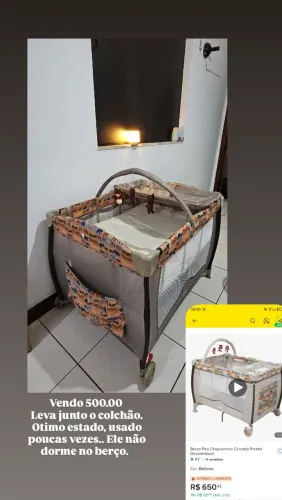 Berço chiqueirinho portátil com colchão otimo estado