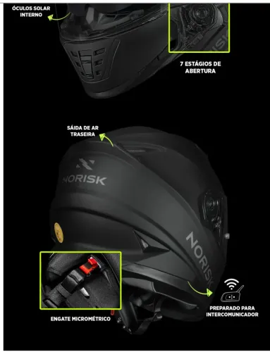 CAPACETE NORISK SOUL MONOCOLOR PRETO FOSCO/Novo nunca usado na caixa /56/s