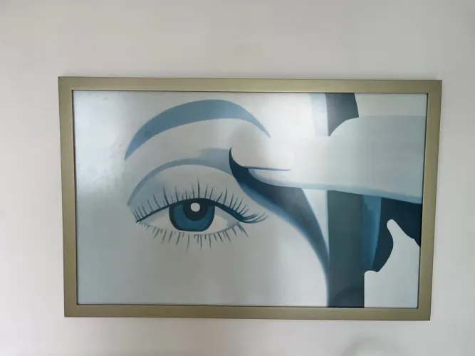 Quadro Contemporâneo Tons de Azul com Moldura