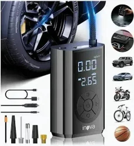 Mini Calibrador Compressor Elétrico Digital Portátil Pneu Carro Bike Bivolt | AJ-S03