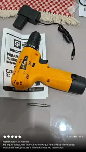 Parafusadeira Furadeira 3/8 Bivolt A Bateria 12v Cor Amarelo Frequência 60hz 127/220v