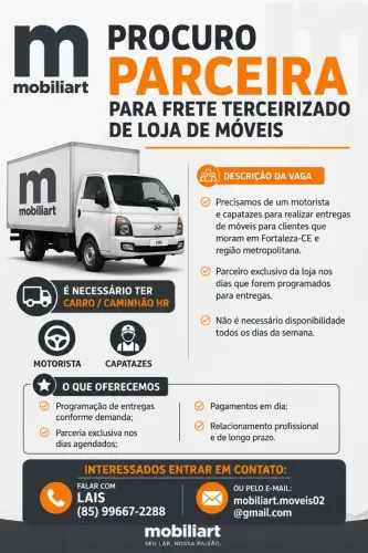 Freteiro para entregas de loja de móveis 